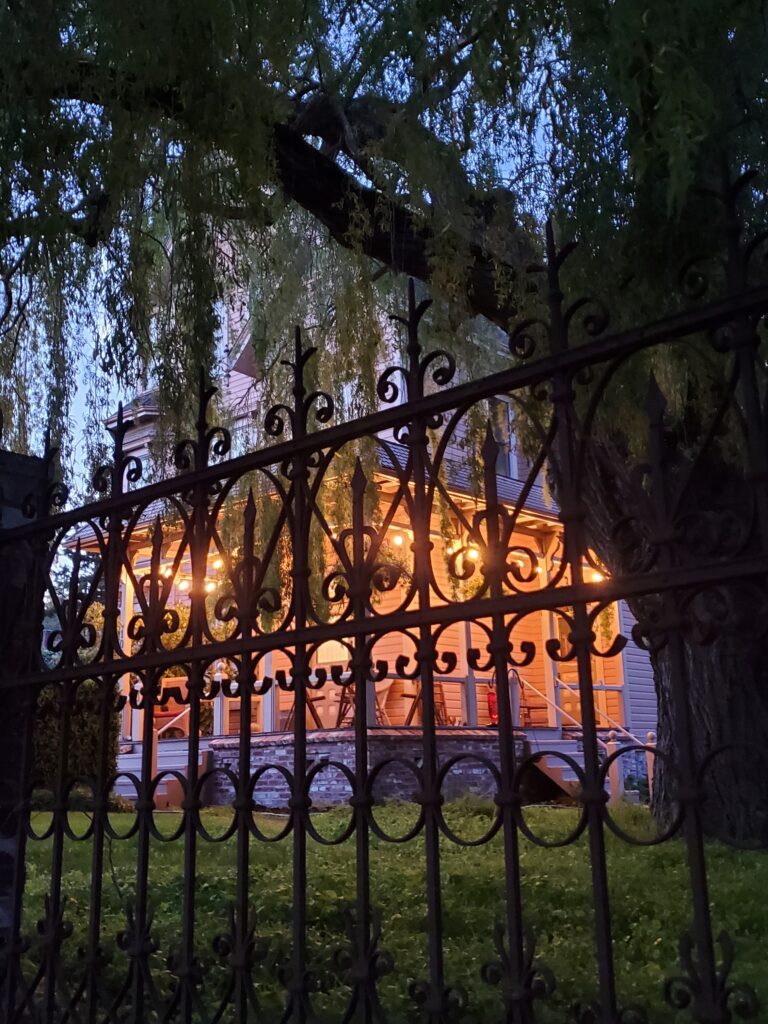 Evening view from the sidewalk, exterior, Adams Pragge House Bed & Breakfast, Port Townsend WA